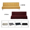 thumbnail image 5 of Dowbom Armless Futon Slipcover with Skirt,Stretch Foldable Sofa Bed Protector Dust-Proof Washable Soft Spandex Without Armrests Futon Cover for Living Room Bedroom-M(150-190cm)-Red wine, 5 of 7