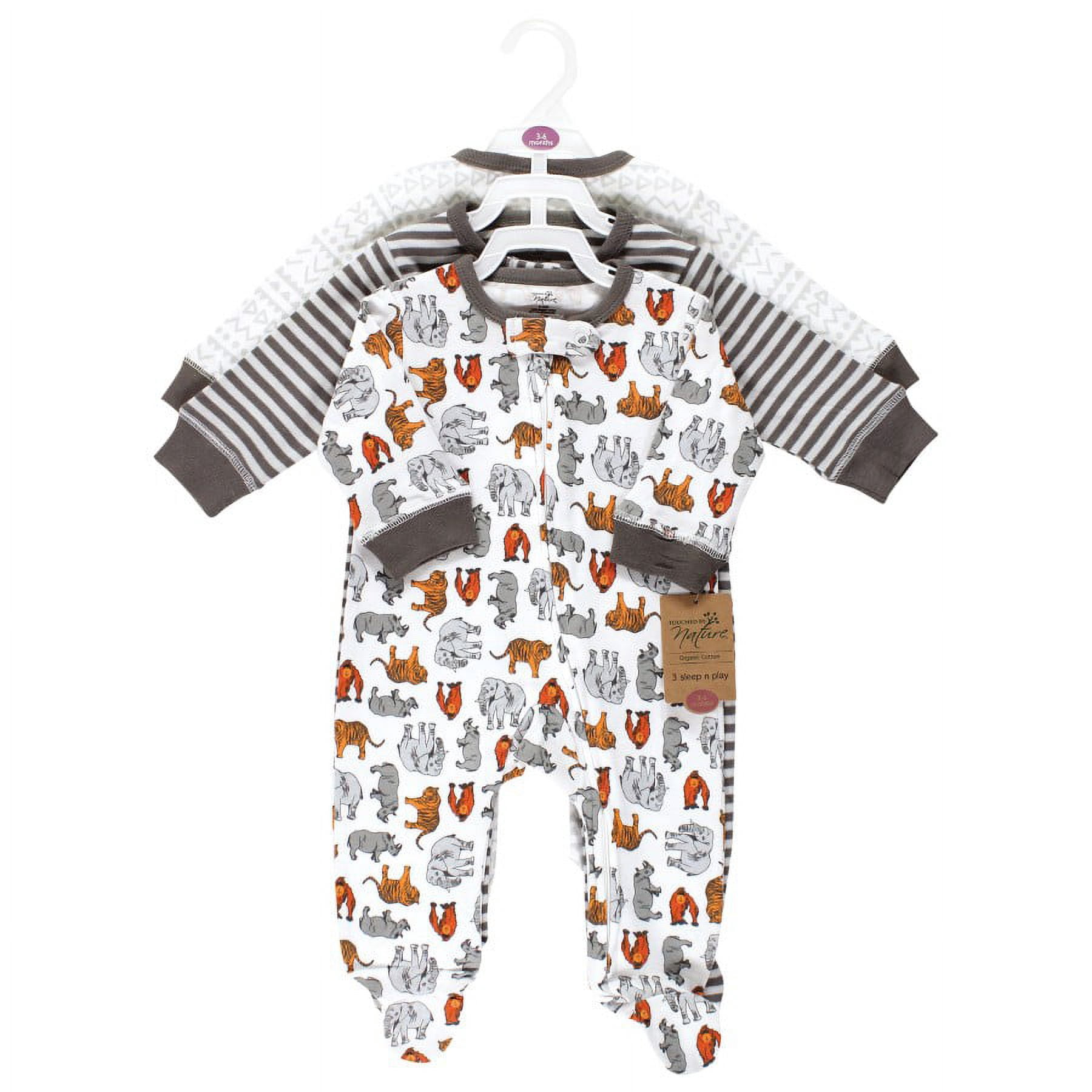 Touched by Nature Organic Cotton Sleep and Play, Neutral Endangered Safari, Preemie
