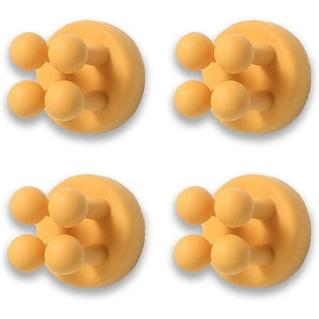 

4Pcs Wall Mounted Silicone Toothbrush Holder Waterproof Self Adhesive Single Toothbrush Hook Razor Holder for Shower Multi Function Hook Be Used for Bathroom Kitchen Living Room Office (Yellow)