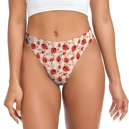 Thongs for Women - Ladybugs With Heart Spots No Show Seamless Womens Thongs Underwear  Stretch G String Thongs for Women  Ladies Breathable Kawaii Thong Bikini Panties Briefs