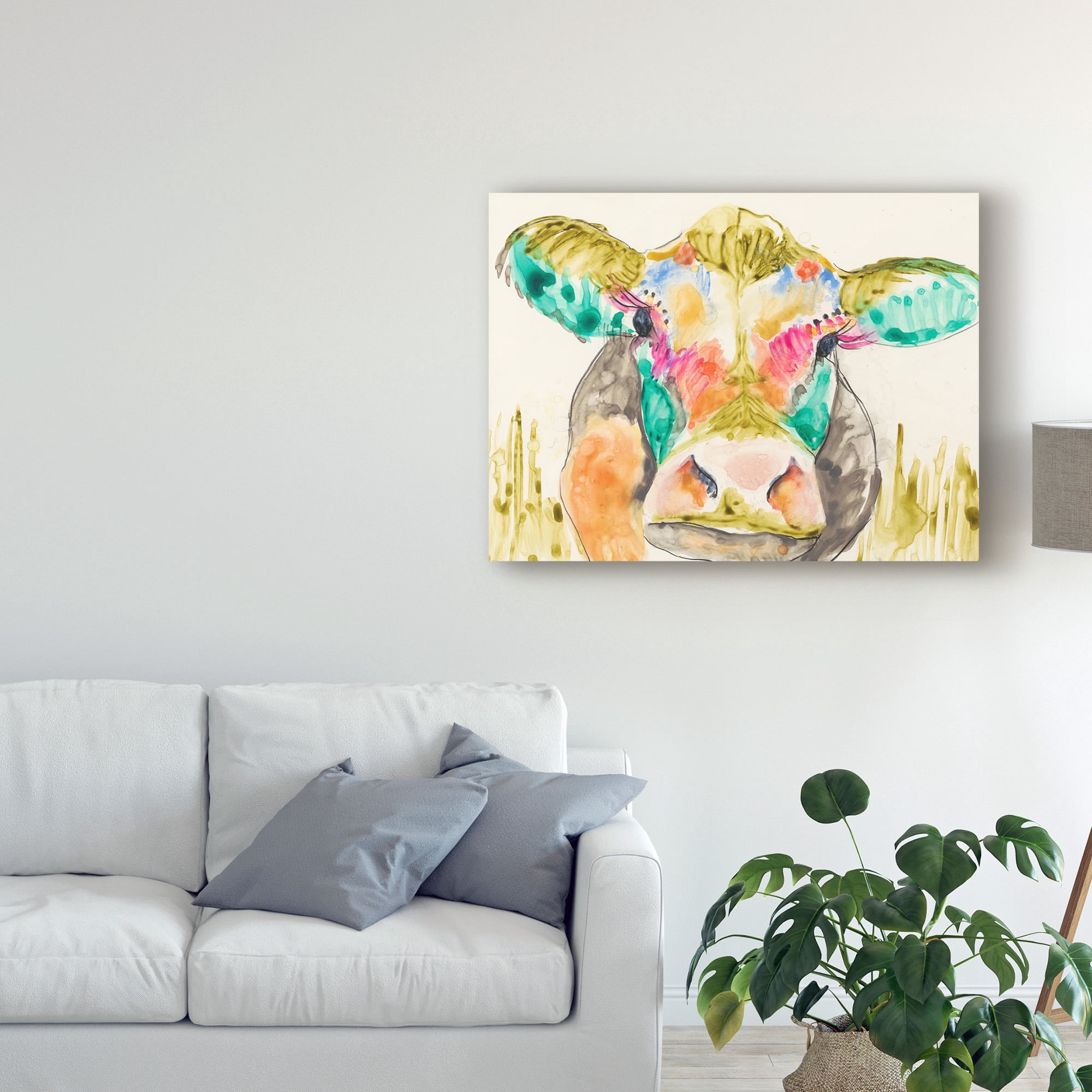 Trademark Fine Art 'Hifi Cow I' Canvas Art by Jennifer Goldberger