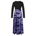 thumbnail image 5 of Qiopertar Vente de Liquidation Robe Longue à Manches Longues Imprimée Halloween pour Femmes avec Fermeture Éclair Col Rond Jupe Longue Offres de la Semaine Moins de 5$, 5 of 5