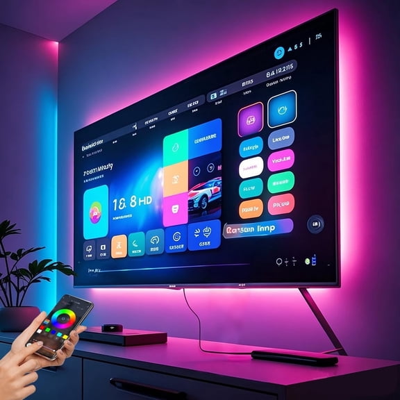 Waterproof LED light for TV, LED light for 16.4-foot TV, suitable for 45-75 inches, RGB TV light backlight, music synchronization via Bluetooth app and remote control, bedroom decor