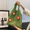 thumbnail image 1 of Bolso de axila para mujer Bolsas de malla hueca con flor tridimensional (verde), 1 of 8