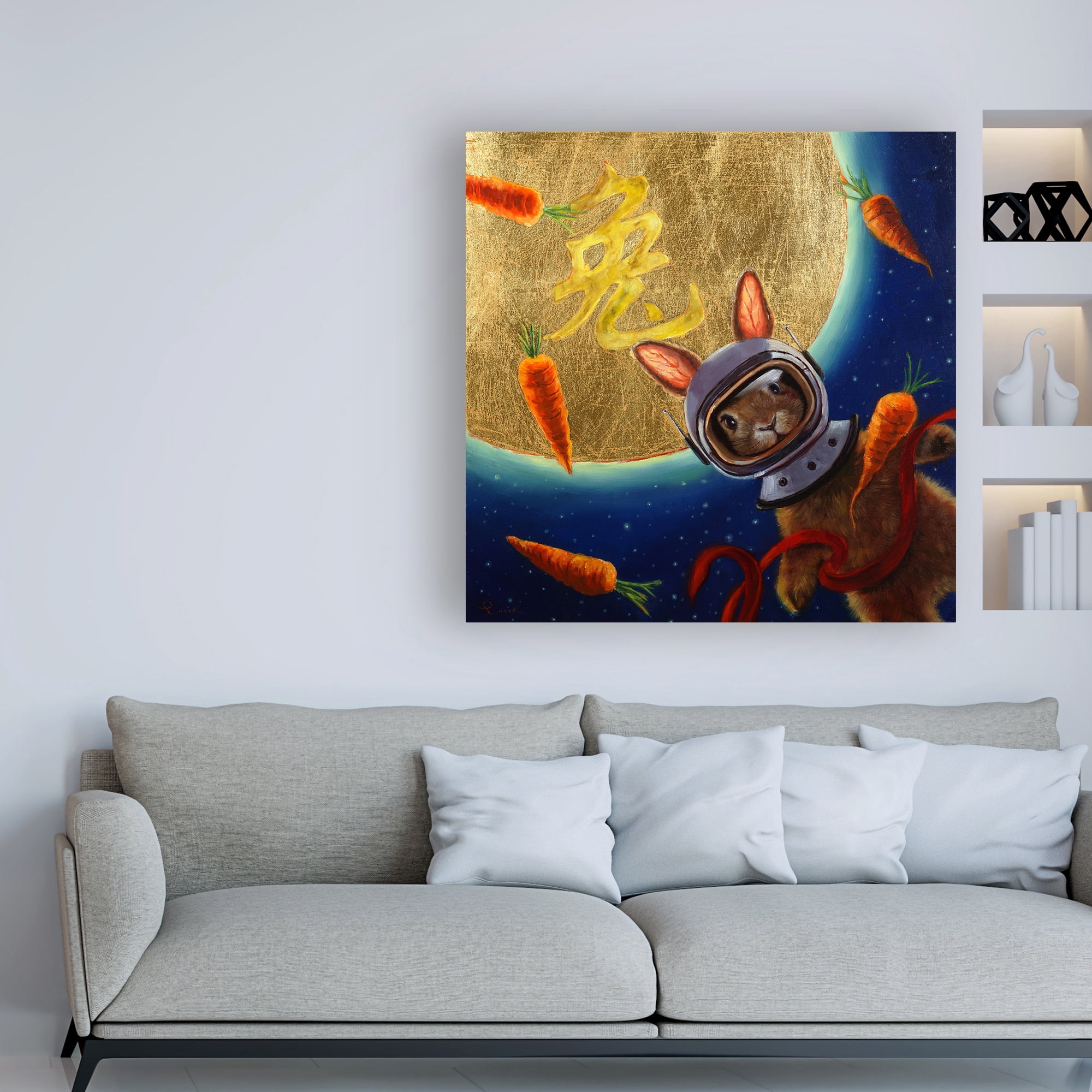 Trademark Fine Art 'Journey to the Moon' Canvas Art by Lucia Hefferna