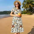 thumbnail image 4 of Balery Hawaiian Style Vestidos sueltos de manga corta para mujer, vestidos de verano 2025, vestidos casuales de corte A con vuelo., 4 of 6