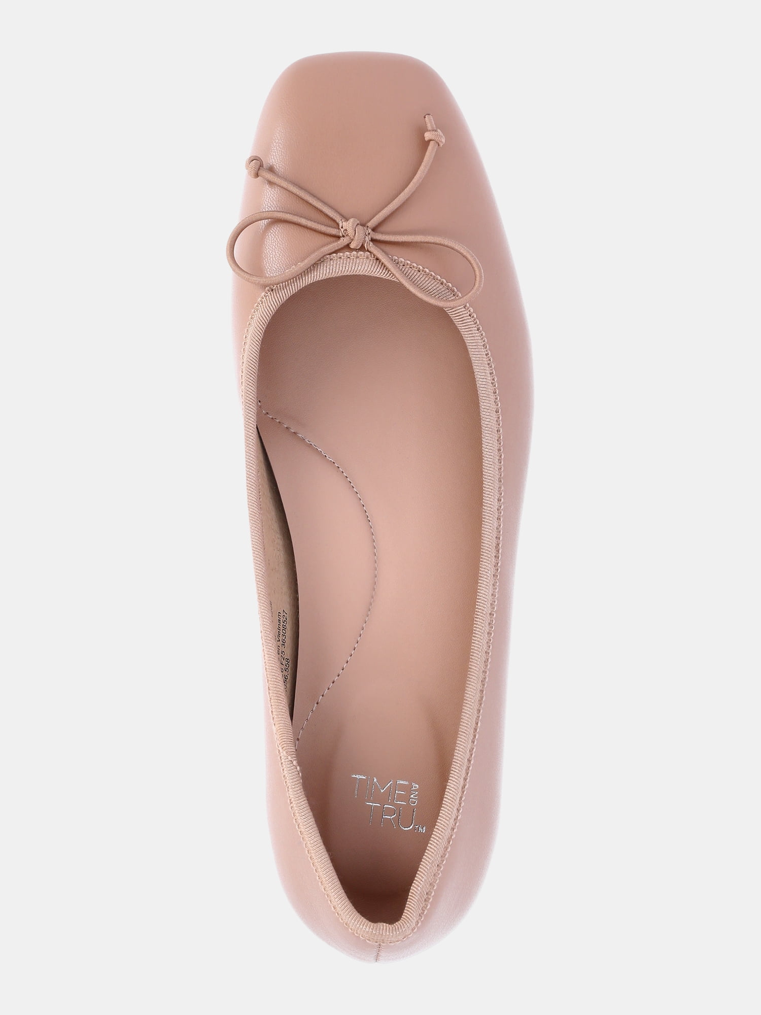 Time and Tru Women's String Bow Block Heel Ballet Shoes, Wide Width Available