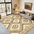 thumbnail image 3 of NewBuros 6'x9' Area Rugs for Living Room, Non-Slip Machine Washable Rugs, Soft Stain Resistant Low Pile Vintage Distressed Print Western Indoor Carpet, Camel, 3 of 12