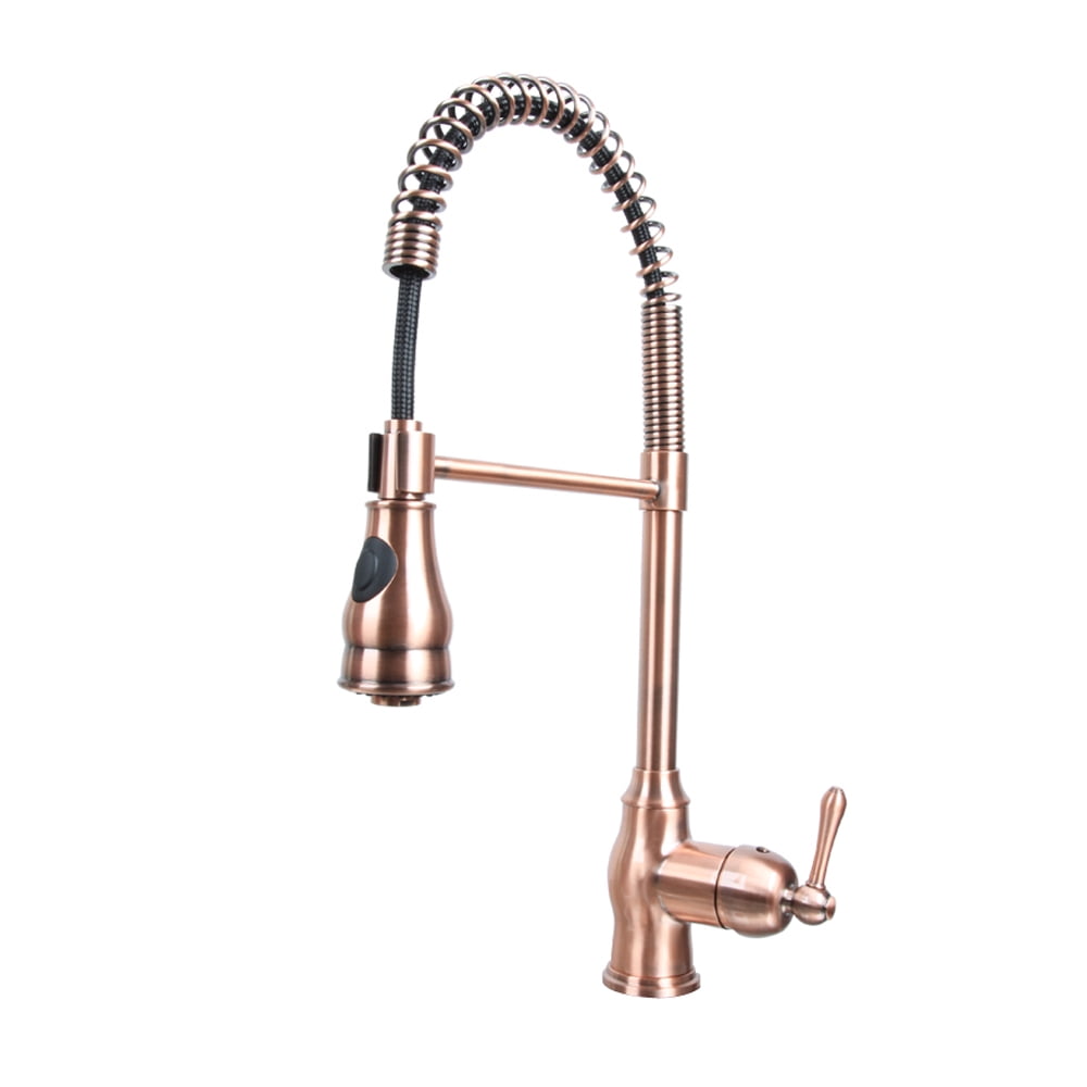Copper Single Handle Pull Down Copper Kitchen Faucet With Spring Spout Akicon Walmartcom Walmartcom