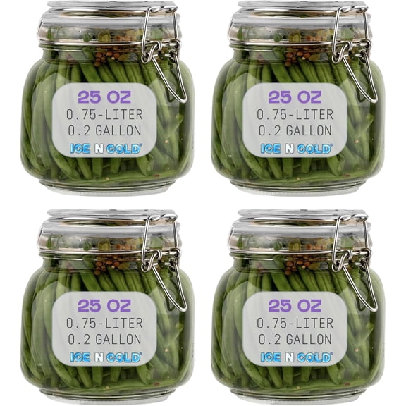 Airtight Glass Storage Jars with Clamp Lid – Food Storage Containers with Rubber Gasket Seal – Pantry & Kitchen Canisters for Dry Goods, Coffee, Sugar, Pasta – 0.4L to 2.2L Sizes (4, 25oz | 0.75L)