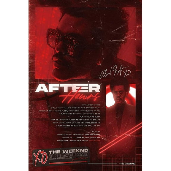 The&Weeknd Poster After Hours Music Album Posters & Prints Bedroom Decor Silk Wall Art Gift Home Decor Unframe Poster 16x24inch (40x60cm)