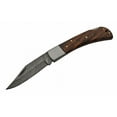thumbnail image 2 of SANZ 4 Inch Closed Lock back Knife Damascus Pattern Blade Wood Handle with Steel Bolster Oldwood, 2 of 2