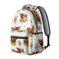 thumbnail image 2 of Highland Cow and Sunflower Print Backpack for School, Cute School Bag with Adjustable Shoulder Straps and Padded Back, 15.3"x11"x7.1", 2 of 5