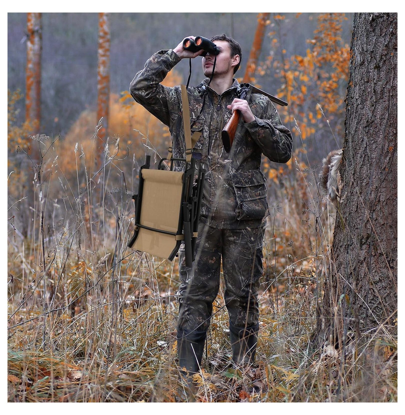 Hunting Chair, 360 Degree Swivel Hunting Blind Chair with Carry Handle, 330 lbs Capacity, Comfortable, Waterproof, Portable and Silent Folding Dove Hunting Chair for Blinds