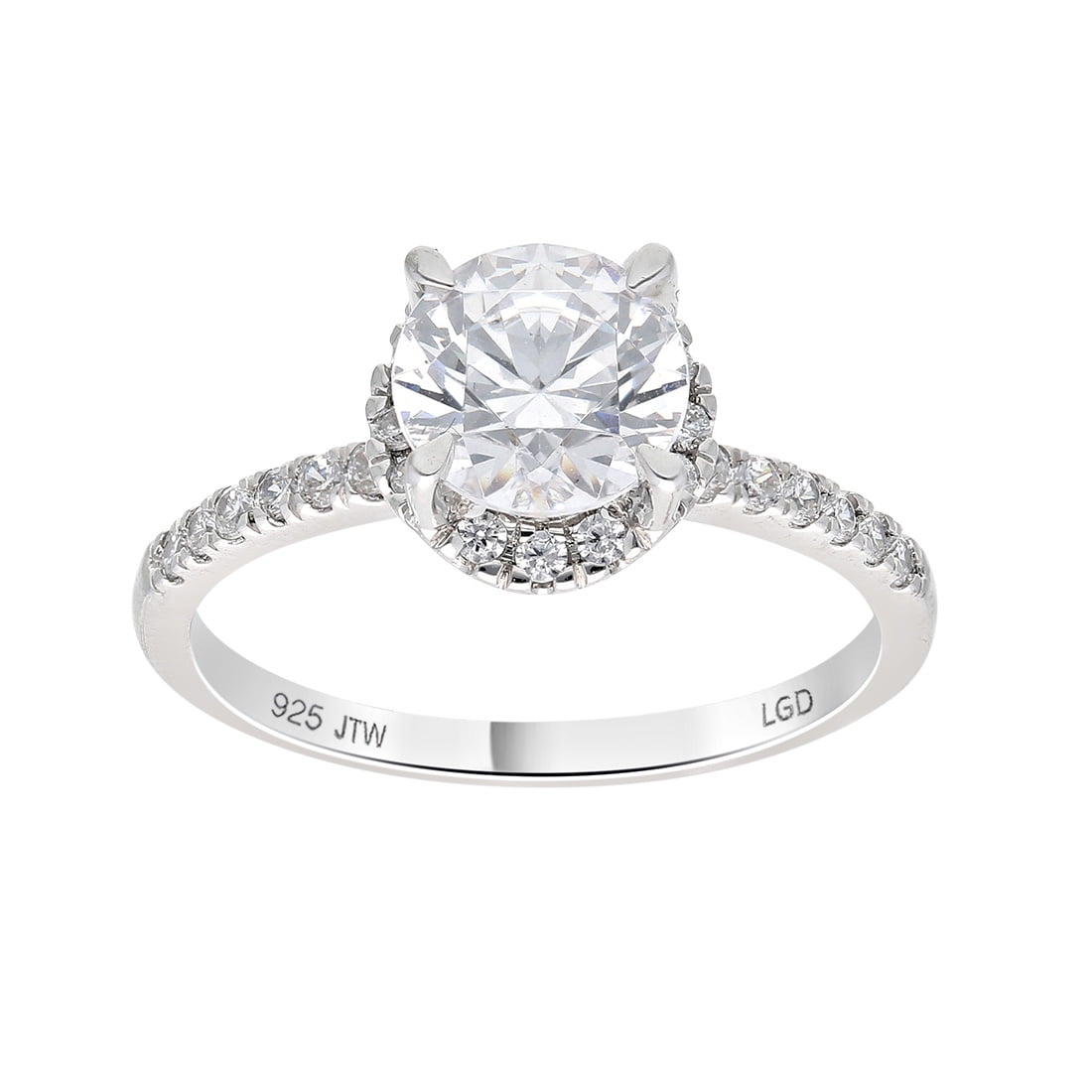 Brilliance Fine Jewelry Round 1.5 Carat Lab Grown Diamond Halo Bridal Ring in Sterling Silver