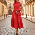 thumbnail image 2 of VBTAPA Womens Skirt Sets 2026 Summer 2 Piece Outfits Sleeveless Crop Top Drawstring Maxi Skirts Matching Lounge Set Red XL, 2 of 8
