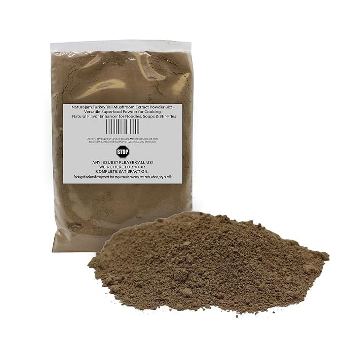 Naturejam Turkey Tail Mushroom Extract Powder 8oz - Versatile Superfood Powder for Cooking - Natural Flavor Enhancer for Noodles, Soups & Stir-Fries