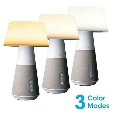 OttLite - Entertain LED Bluetooth Speaker Lamp w/ 3 Brightness Settings, 3 Light Temperatures Settings, Removeable Emergency Light - Gray and White