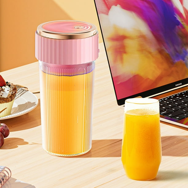 Batidora portátil USB recargable - exprimidor personal de 450 ml para batidos y batidos con 6 cuchillas, batería de 1500mAh, diseño adaptado para viajar en blanco, verde y rosa