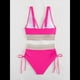 thumbnail image 4 of Bikini de Dos Piezas para Mujer, Cintura Alta, Cuello Halter, Traje de Baño, Rosa, Rojo, XL, 4 of 7