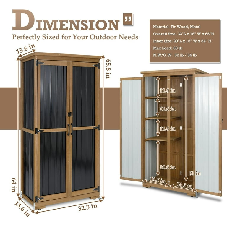 PETSCOSSET Outdoor Storage Cabinet Waterproof, Weatherproof Tool