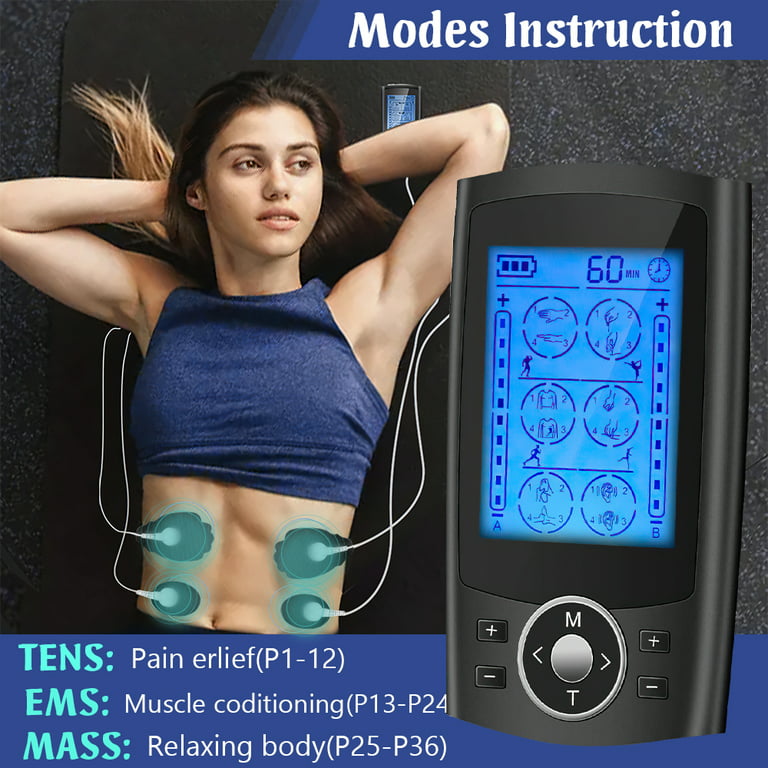 TENS Unit Muscle Stimulator EMS Pulse Massager 2020 Upgrade 3-in-1  Combination with Independent 2 Channels, 32 Preset&2 Manual Modes  Professional