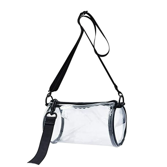 Aihimol Cylinder Satchel PVC Cosmetic Bag Multifunctional Storage Bag Large Transparent Cosmetic Bag, Transparent Handbag Shoulder Bag Clear Bag Stadium