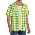 thumbnail image 2 of Fotbe yellow and green houndstooth Print Short Sleeve Button Down Shirts for Men Casual Summer Beach Wrinkle Free Shirt-Medium, 2 of 5