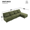 thumbnail image 6 of Oversized Sectional Sofa with Reversible Chaise,120" W 5-seat Armless Convertible L-shaped Couch for Living Room,Green, 6 of 7