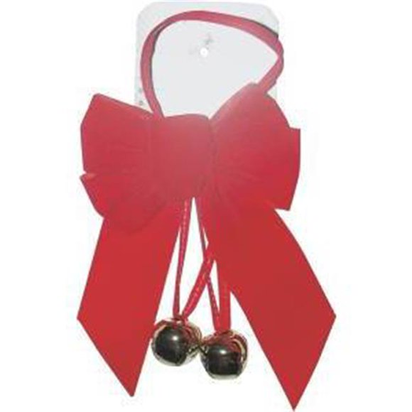 Holiday Trims 6803 Red Velvet Bow With 2 Bells Pack Of 24