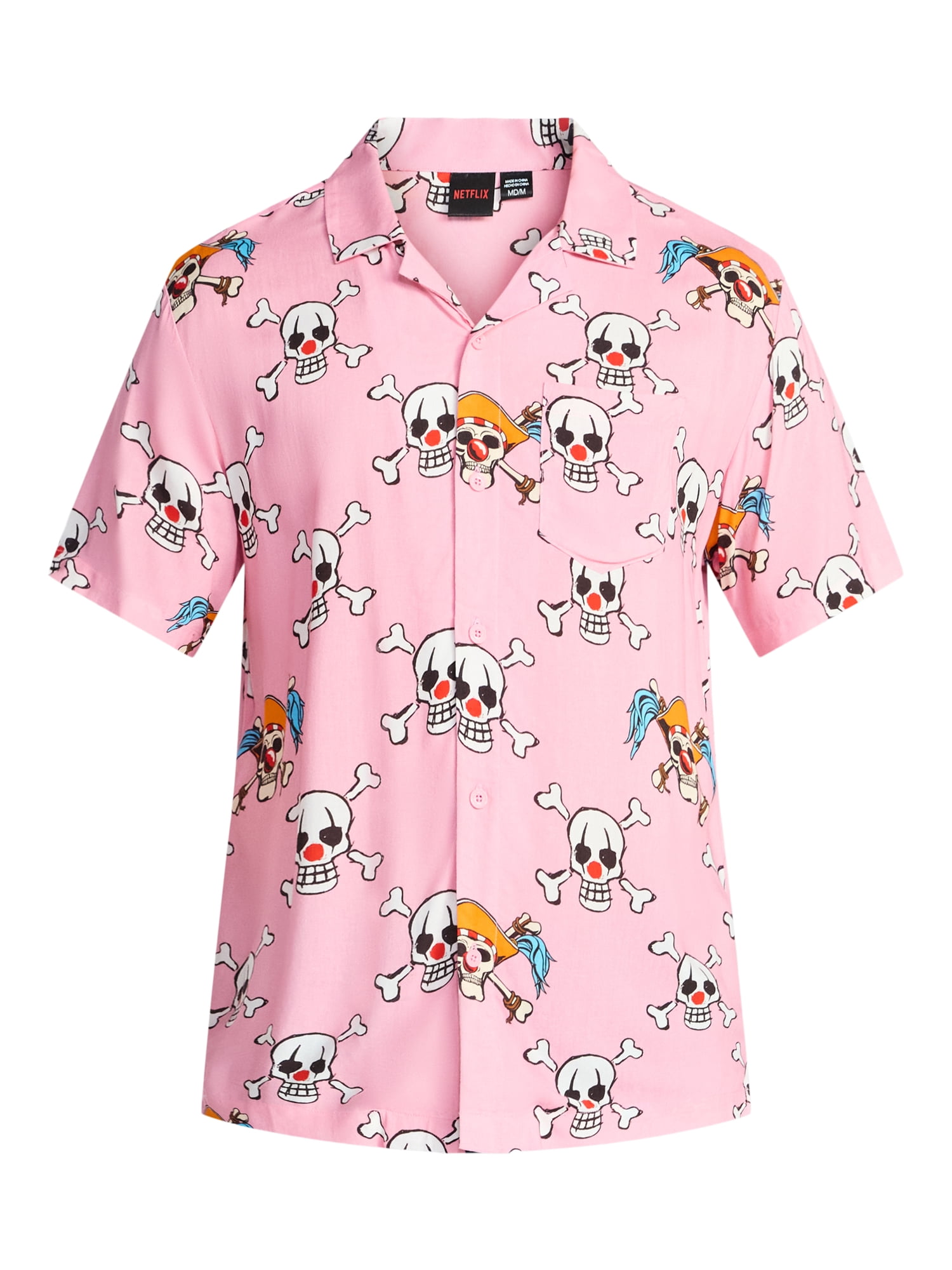 One Piece Men's and Big Men's Graphic Button-Up Shirt, Sizes XS-5XL