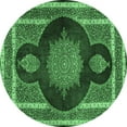 thumbnail image 1 of Ahgly Company Indoor Round Medallion Emerald Green Traditional Area Rugs, 6' Round, 1 of 4
