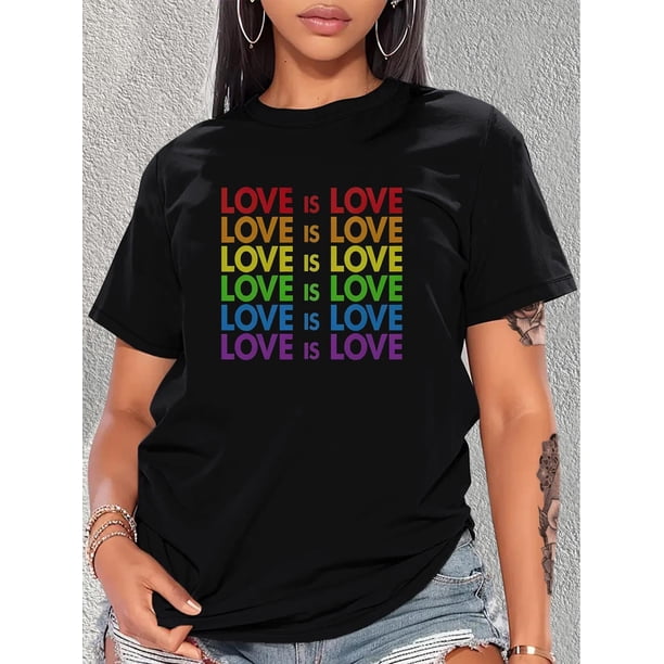 Camiseta De Mujer Activewear Tops Simples De Verano Para Viajes De MochileroChic Gradient Letter Print T-Shirt for Women - Casual Round Neck, Short Sleeve Top, Breathable Polyester, Machine Washable