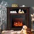 thumbnail image 4 of Costway 32" 1400W Electric Fireplace Mantel TV Stand Space Heater W/ Shelf Brown, 4 of 10