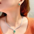 thumbnail image 3 of Chic Green CZ Big Drop Earring Necklace Set for Women Party Collection Jewellery, 3 of 9