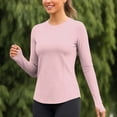 thumbnail image 4 of Ymauqau Hauts d'Entraînement pour Femmes à Manches Longues, Col Ras du Cou, Ourlet Arrondi, T-Shirts de Course Ajustés Athlétiques, Chandails de Randonnée contre le Soleil, 4 of 6