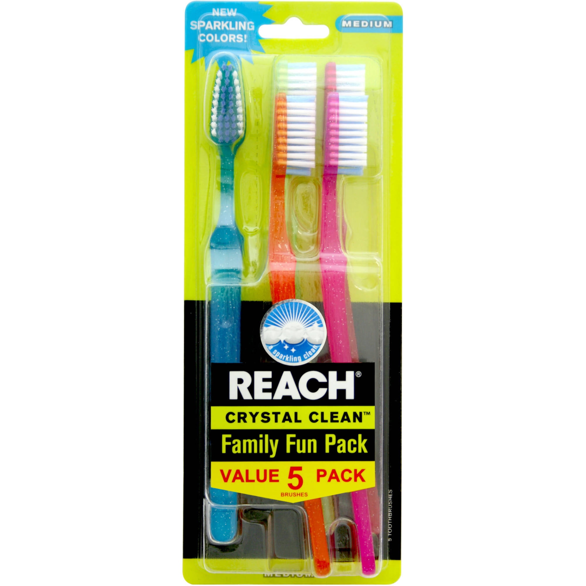 24 Pcs NEW REACH CRYSTAL CLEAN TOOTHBRUSHES MEDIUM FULL HEAD MADE IN USA ITEM 
