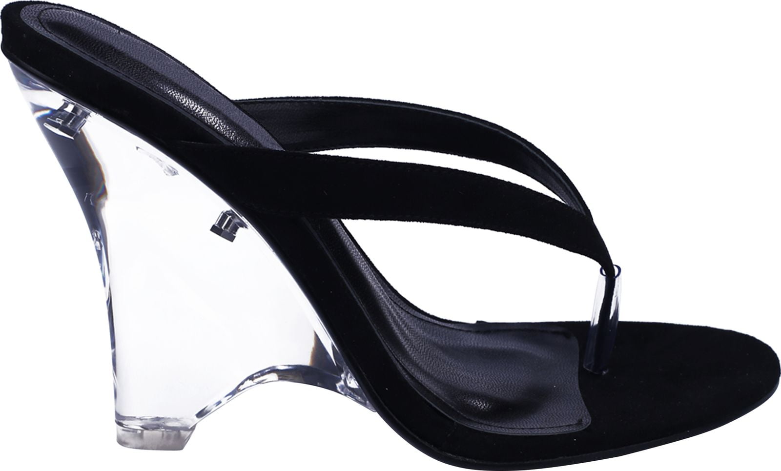 clear black chunky heels