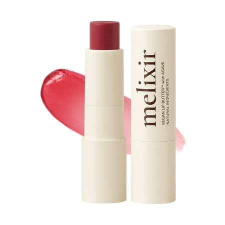 Melixir Vegan Lip Butter #10 Flutter (12 Colors), Hydrating Tinted Lip Balm Stick, Bee-Free, Petrolatum-Free, Plant-Based, Moisturizes Dry & Chapped Lips With Shea Butter, Sheer, Natural Finish