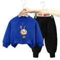 thumbnail image 4 of Staki Baby Boy Sweat Suit Baby Boy Clothes Boys Outfits Fashion Sweatshirt Sweat Pant Kids Toddler Tops Pant Sets 2-5T 6-12Y(Blue,3-4 Years), 4 of 8