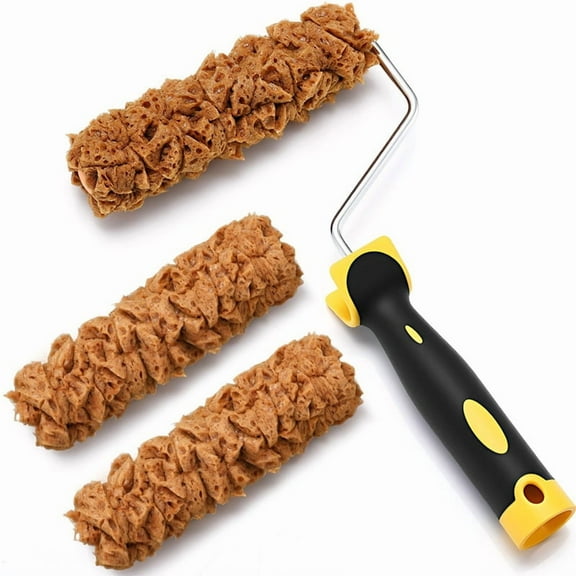 Paint Roller Kit 3 Pcs Texture Sponge Paint Rollers 6 Inch Texture Pattern Roller Brush Tool with Roller Frame