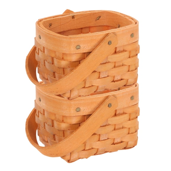 OUNONA 2Pcs Lightweight Mini Wooden Basket for Home Decor Candy Storage and Planting Use