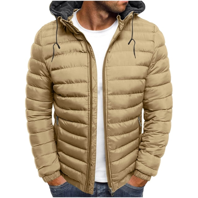 Puntoco Chaqueta Con Capucha De Color Sólido Para Hombre, Chaqueta Acolchada De Algodón, Chaqueta Acolchada De Algodón De Moda, Chaqueta Acolchada De Algodón Cálida Para Hombre