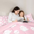 thumbnail image 4 of Homewish Ghost Skull Silhouette King Bedding, Cute Halloween Theme King Bed in a Bag, Pink Reversible, 7pcs, 4 of 7