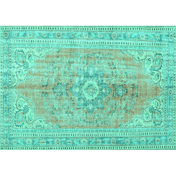 Ahgly Company Indoor Rectangle Persian Turquoise Blue Traditional Area Rugs, 5' x 7'