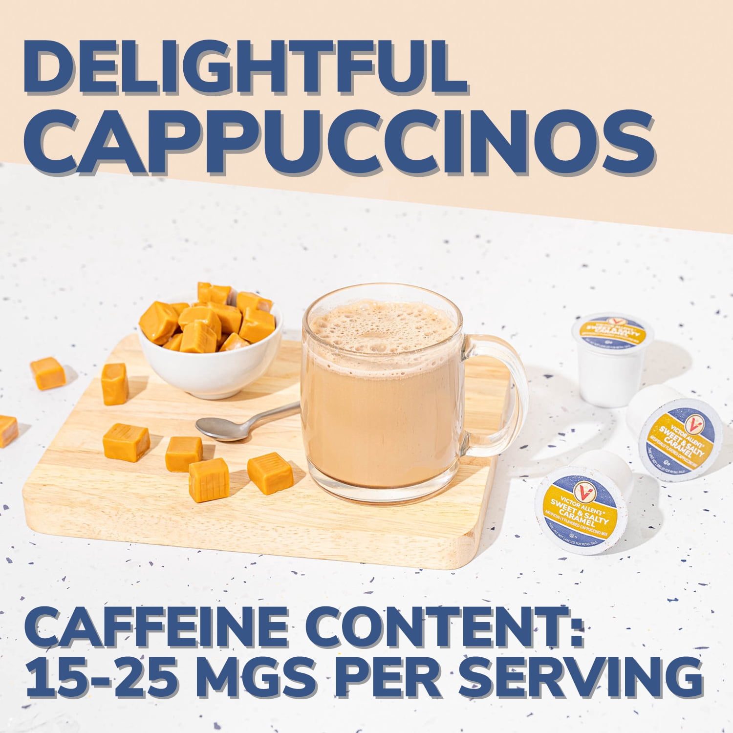 Victor Allen's Coffee Sweet & Salty Caramel Cappuccino, 42 Count, Single Serve K-Cup Pods for Keurig K-Cup Brewers