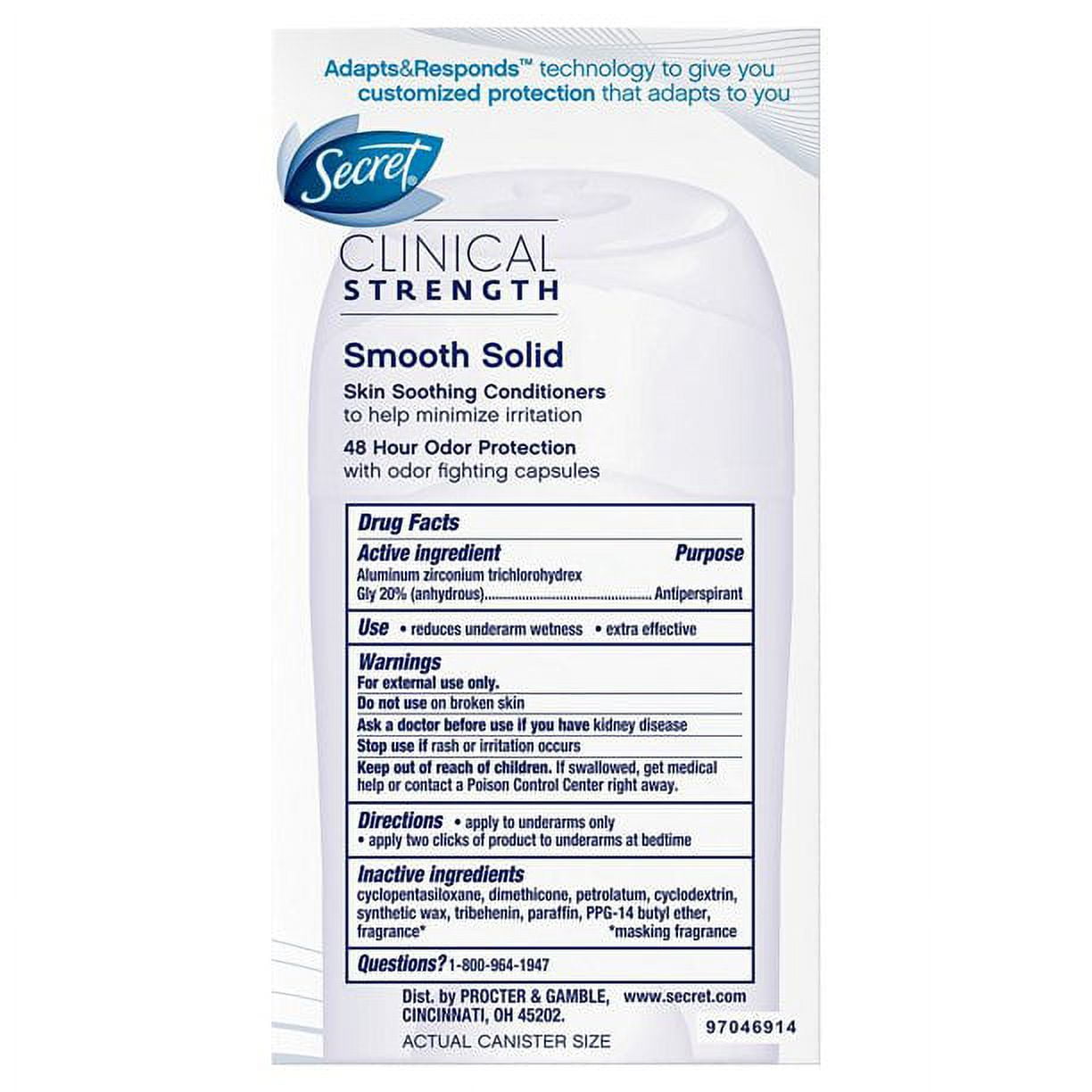 Secret Clinical Strength Antiperspirant & Deodorant Soft Solid Sensitive Unscented, 1.6 oz, 2 Pack
