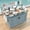 Grey+Blue, variant on 53.3" Solid Fir Wood Outdoor Kitchen Island with Raised Shelf and Stainless Steel Top, Outdoor Rolling Grill Table Cart with Internal Storage Rack and Adjustable Shelf for Garden or Outdoor, Brown