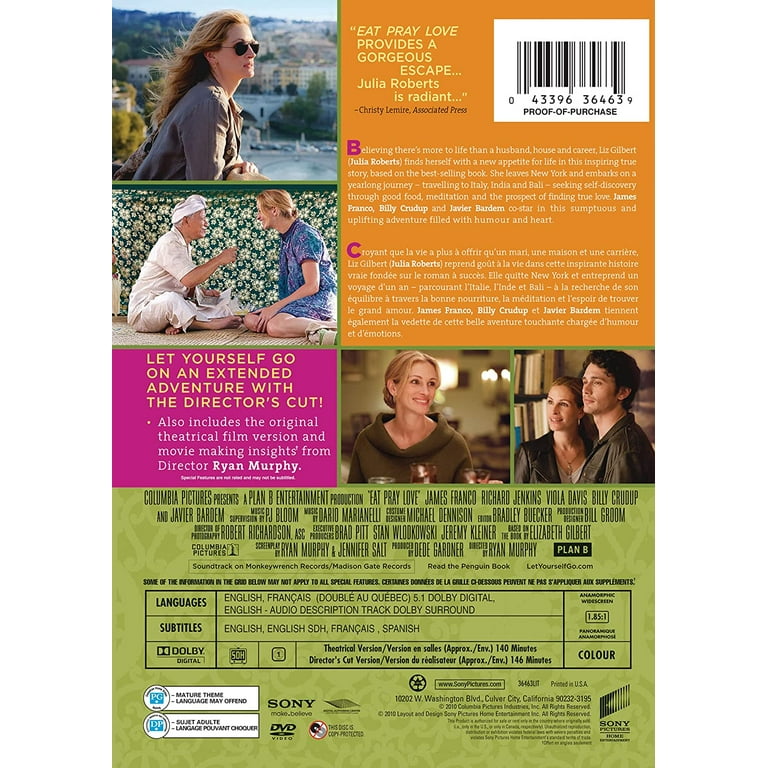 Ryan Murphy Eat Pray Love Hulu Eat Pray Love (DVD) Bilingual DVD