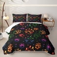 thumbnail image 2 of Manfei Neon Pet Paw Twin Quilt Set, Cartoon Dog Footmark Twin Coverlet Set, Multicolor, 2pcs, 1 Bedspread and 1 Pillowcase, 2 of 7